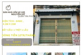 Bán nhà HXH chợ Tân Hương 64m2,1Lầu, 5,69tỷ - Dòng Tiền 12tr/th